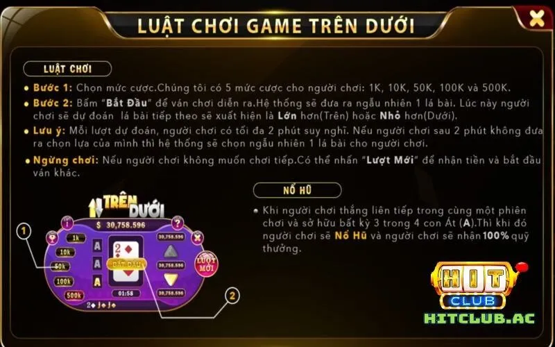 Quy định cần nắm khi chơi game Trên dưới Hit Club